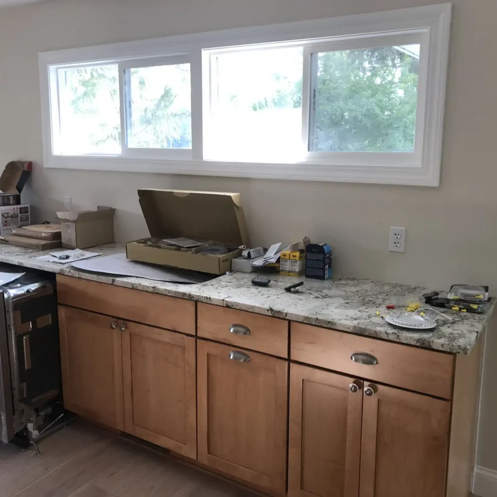 Newly Finished Counter Tops and Cabinetry